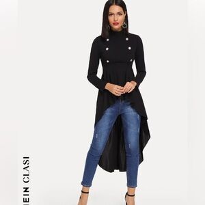 SHEIN double breasted mock hem peplum top new large nwt - true to size